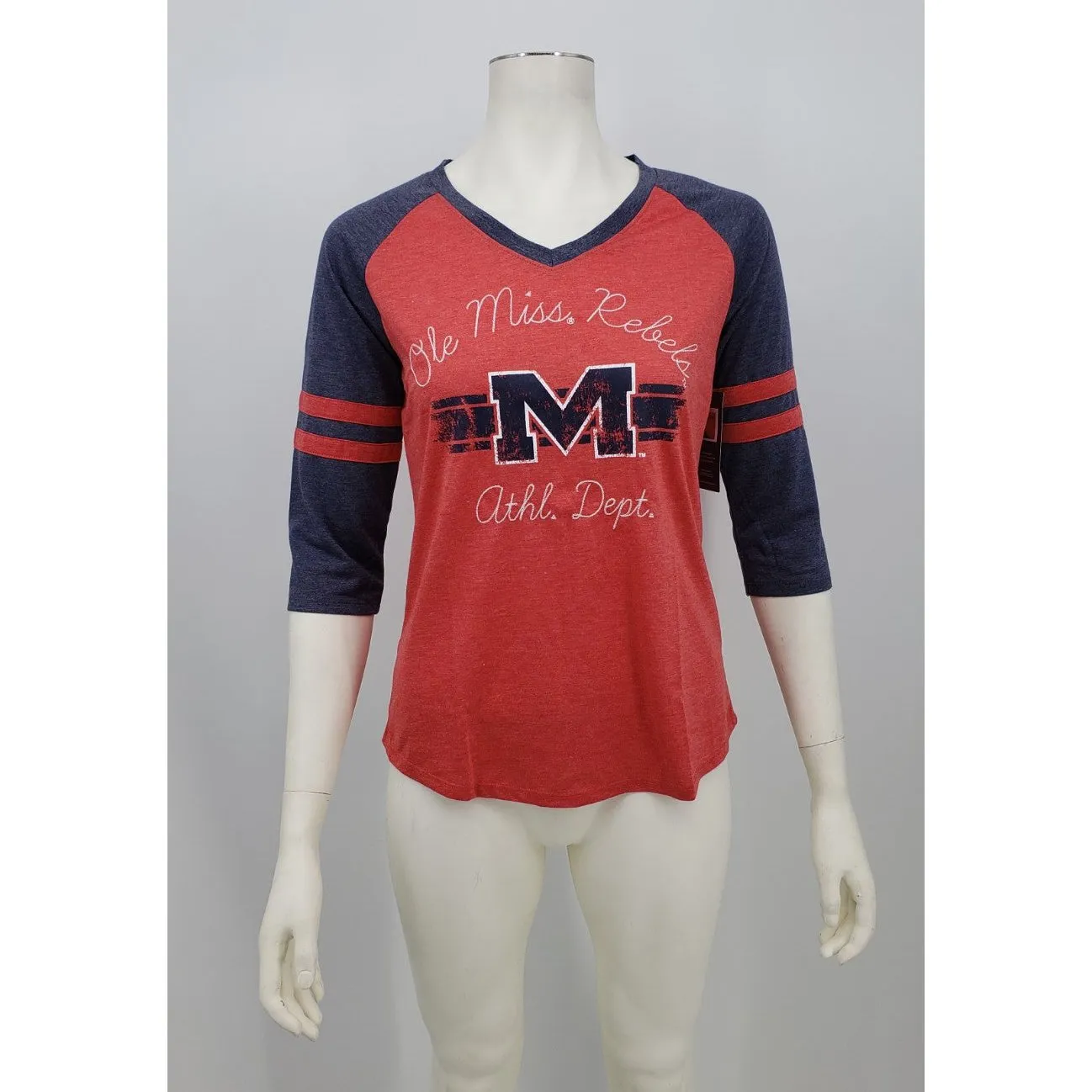 Champion NCAA Mississippi Old Miss Rebels Womens Poly  Raglan Tee, Size Medium