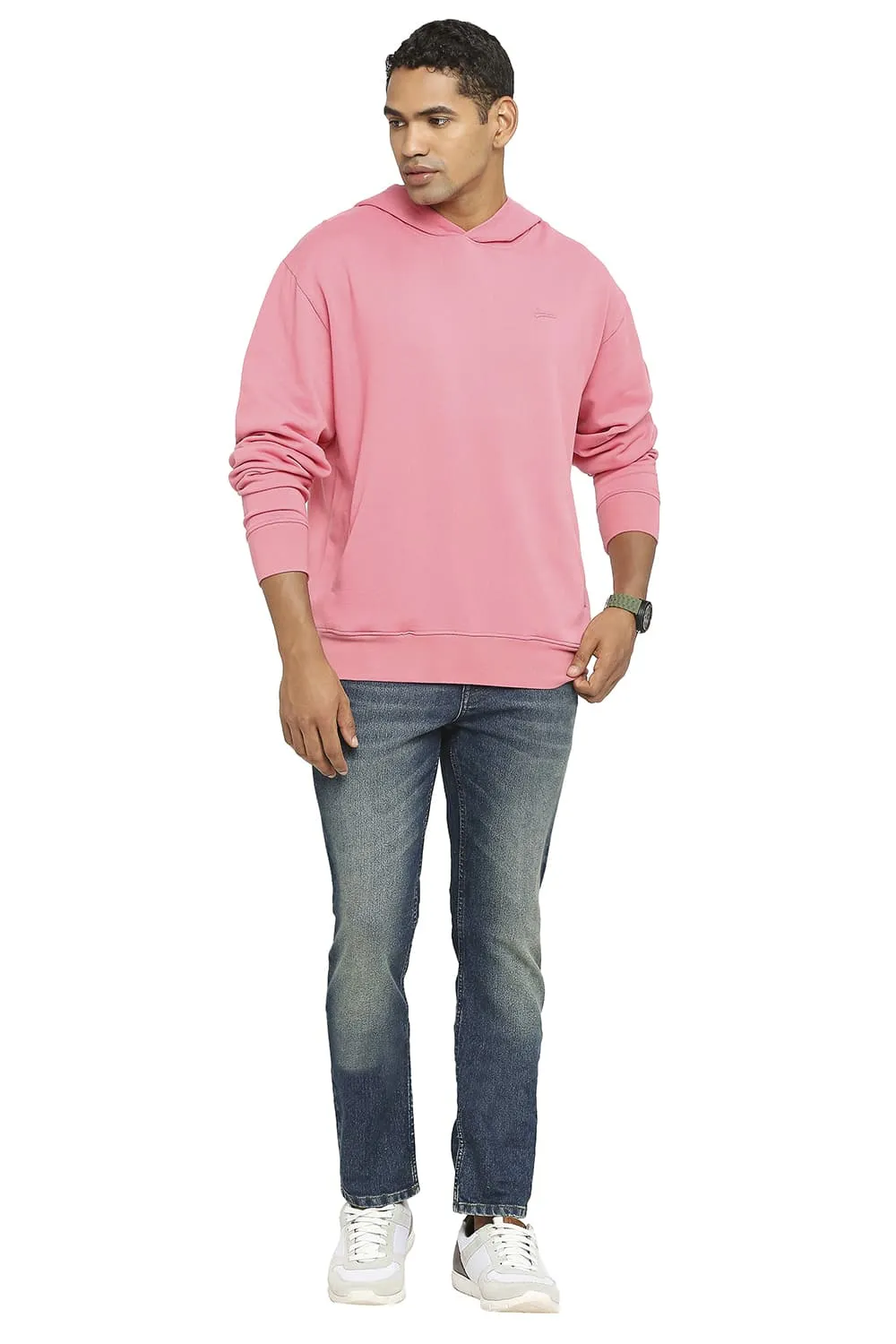 Comfort Fit Cotton Non Brushed Fleece Hood Pullover Sweatshirt