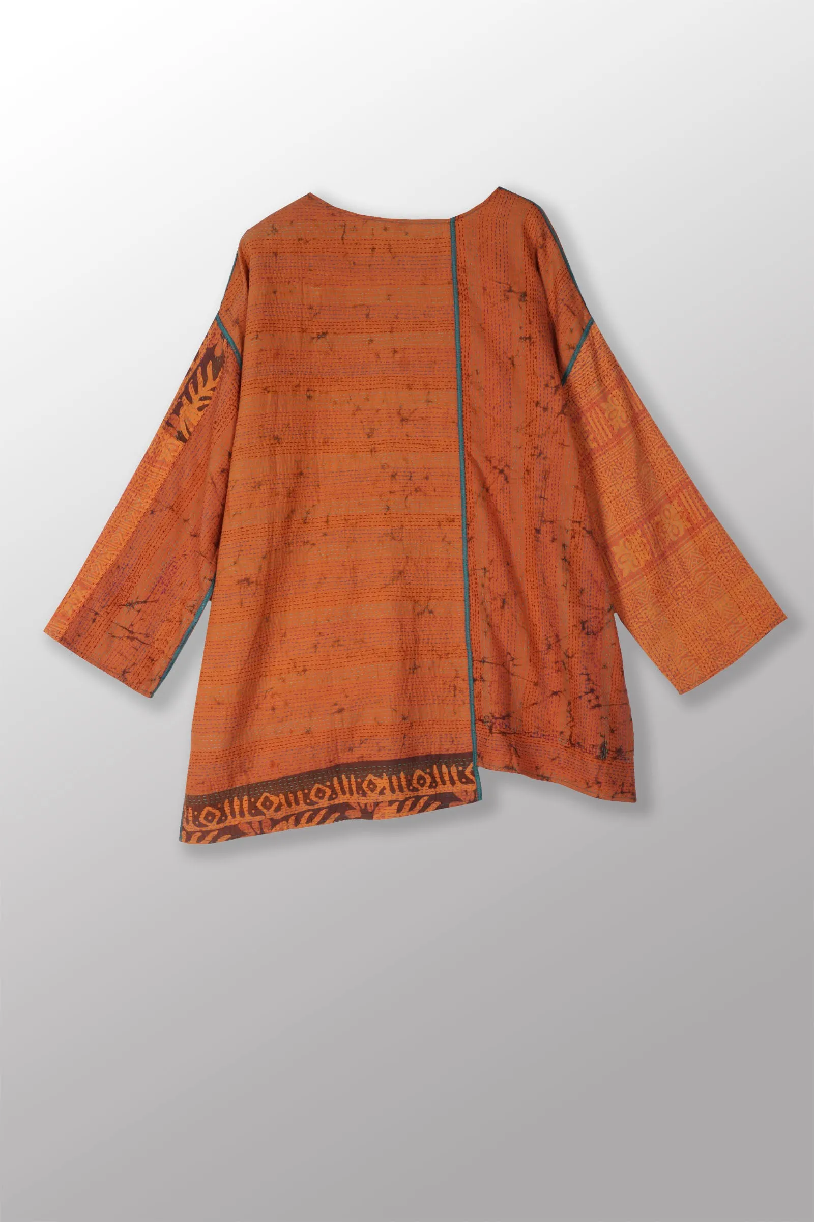 COTTON OVER DYE KANTHA OVERSIZED TUNIC - ov2510-corg002s -