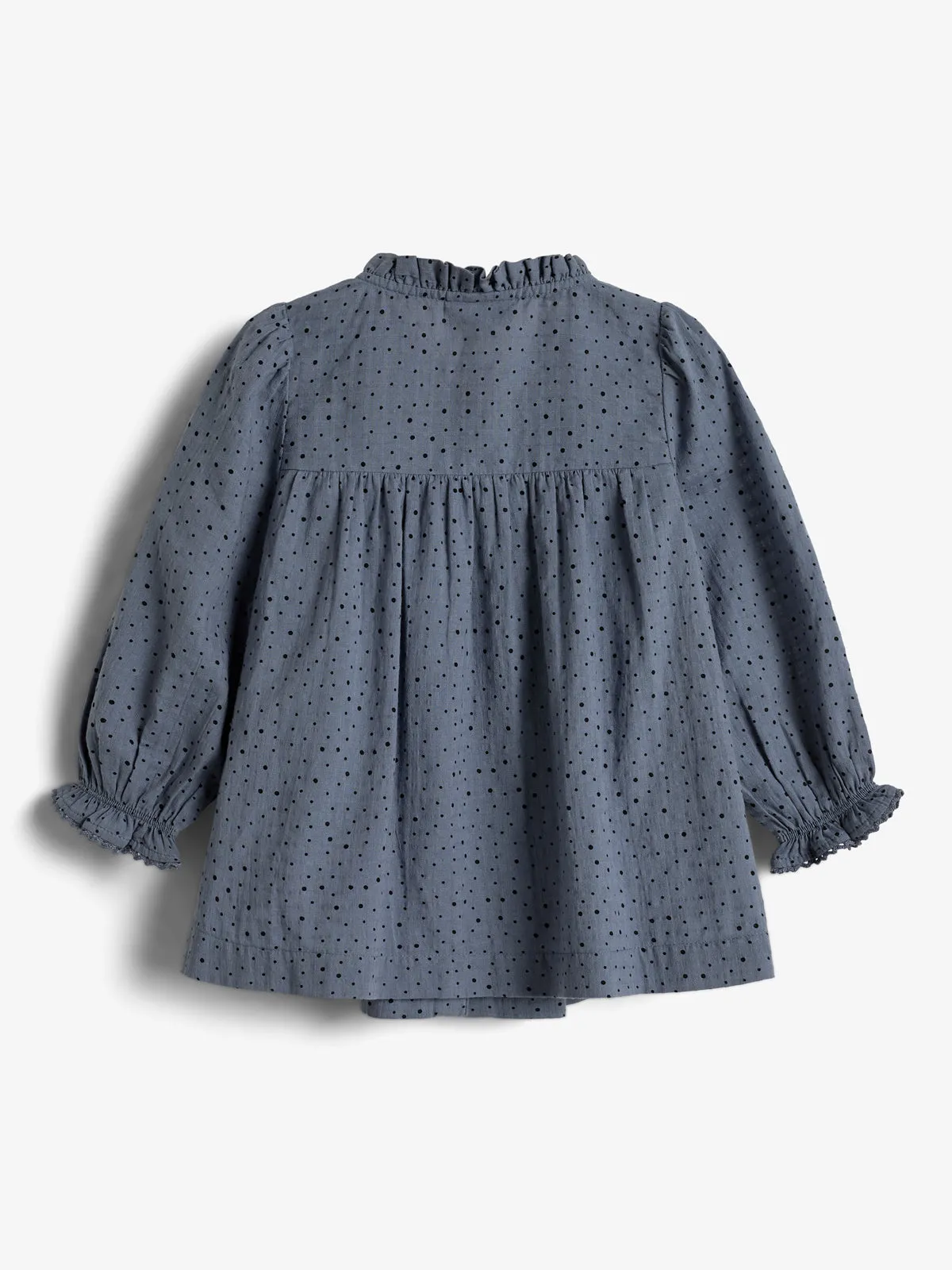 Cotton Tunic w. Micro Dots - Little - Dusty Blue