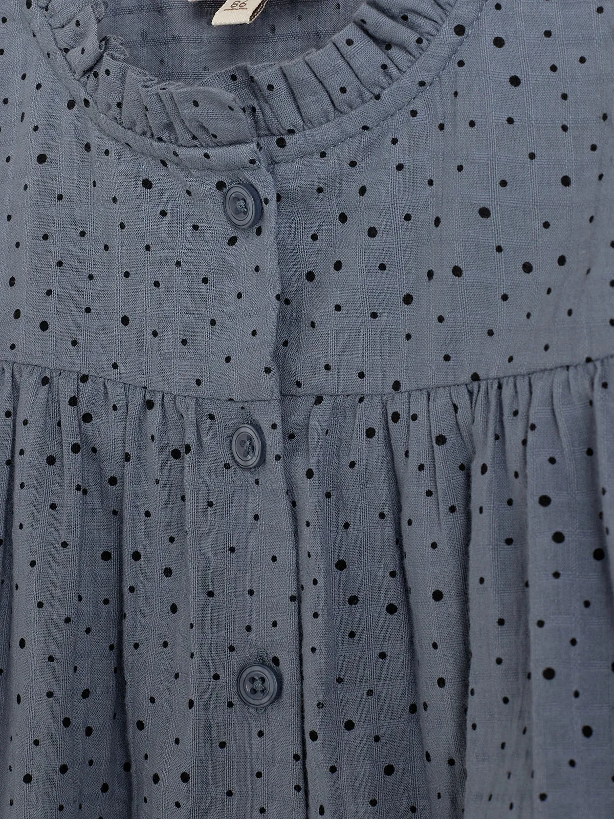 Cotton Tunic w. Micro Dots - Little - Dusty Blue