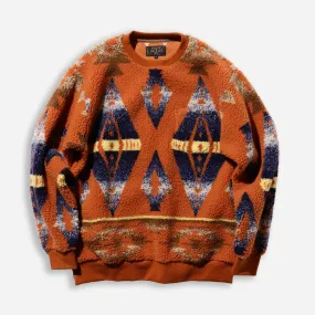 CREW BOA FLEECE JACQUARD SWEATSHIRT - ORANGE