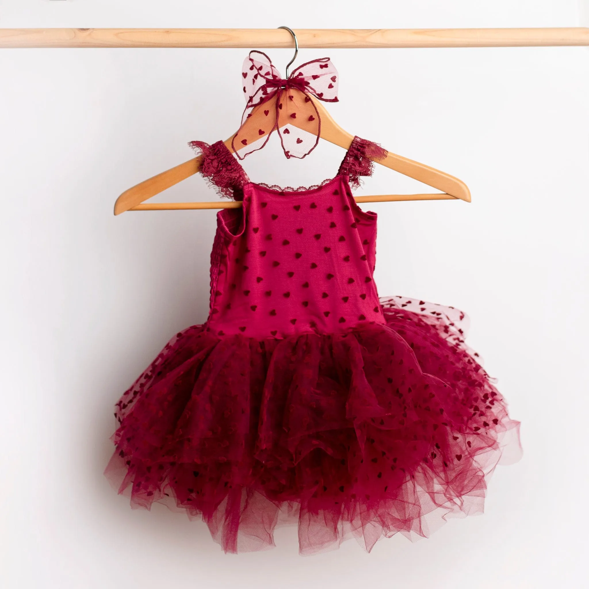 Crimson Heart Tulle Tutu Dress