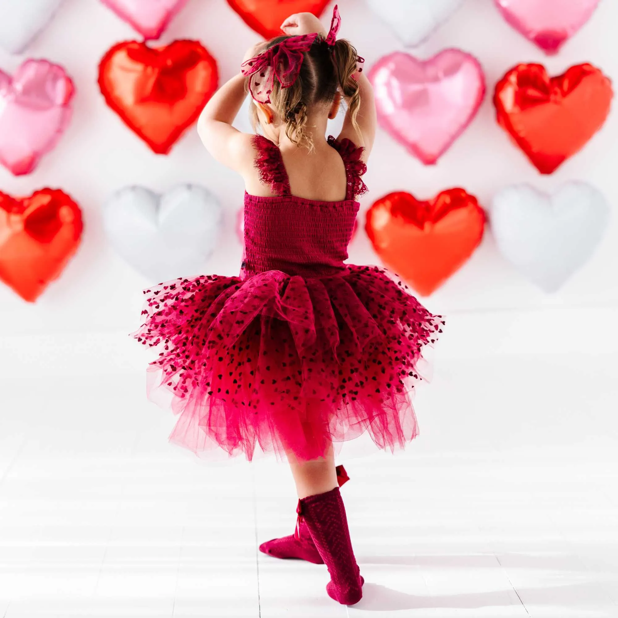 Crimson Heart Tulle Tutu Dress