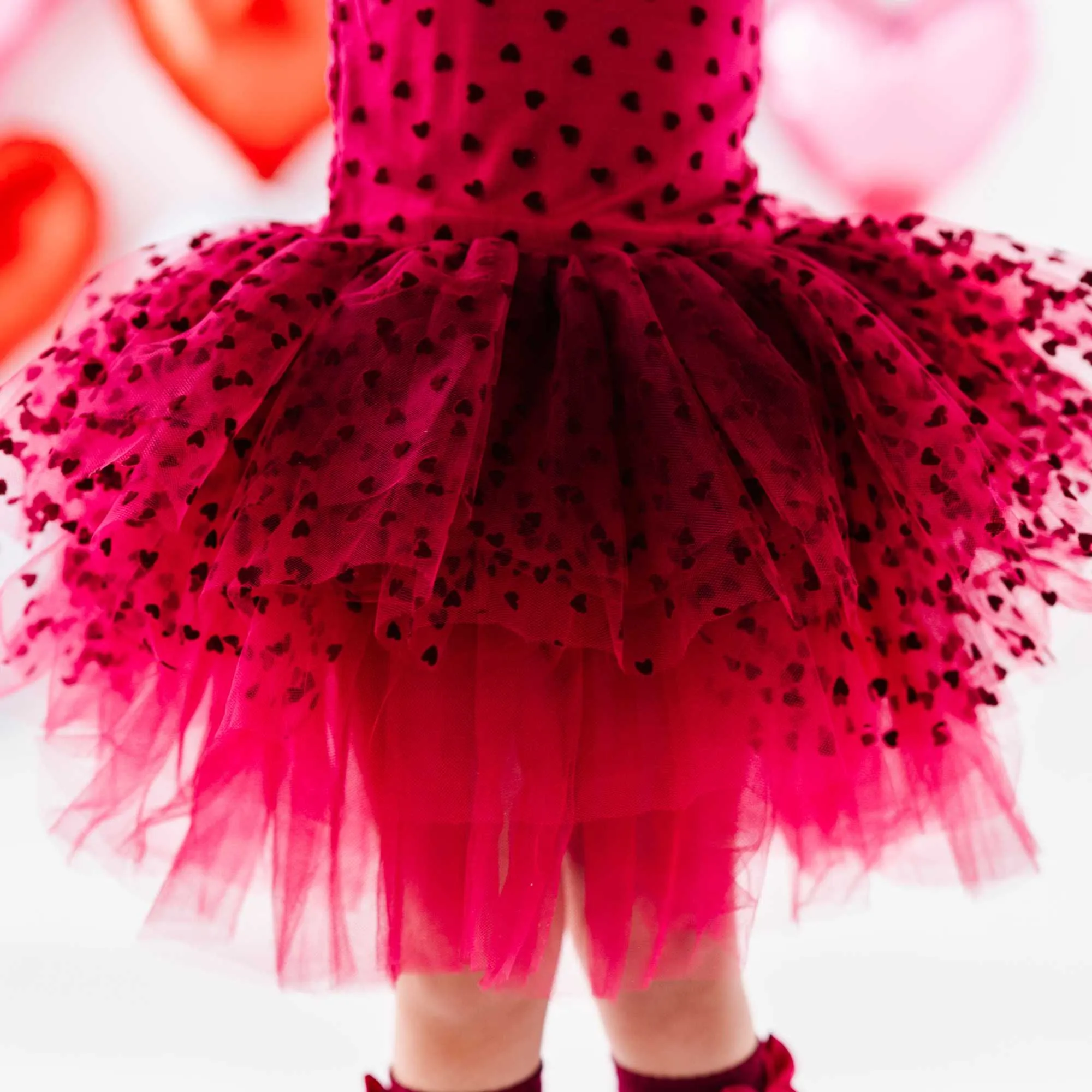 Crimson Heart Tulle Tutu Dress