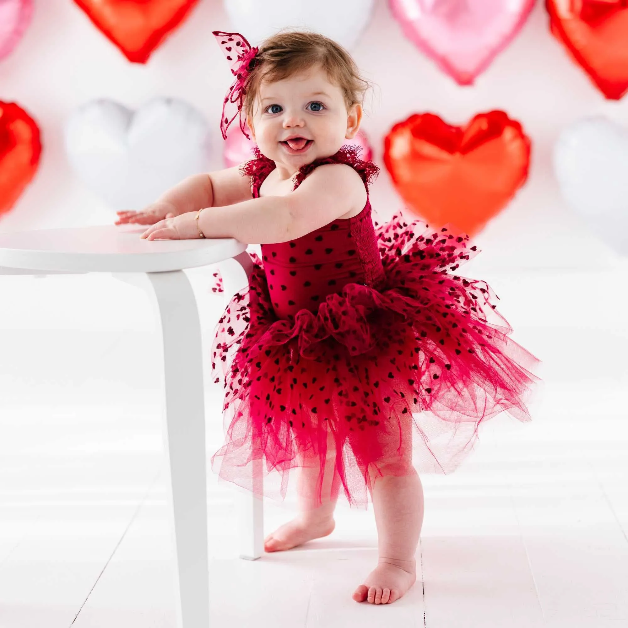 Crimson Heart Tulle Tutu Dress