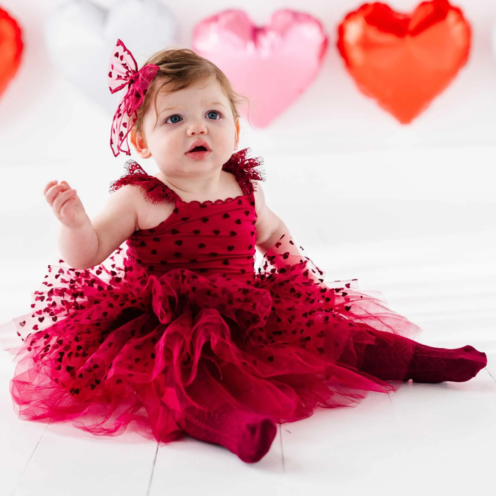 Crimson Heart Tulle Tutu Dress