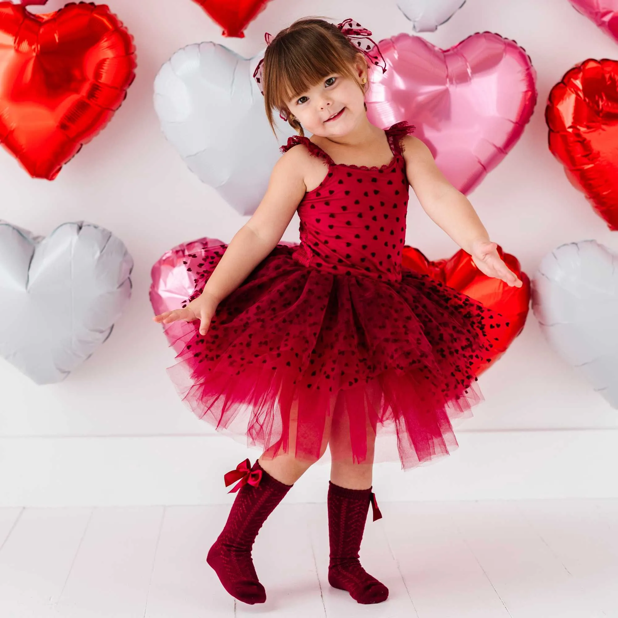 Crimson Heart Tulle Tutu Dress