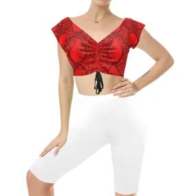 Crimson Snakeskin Women's Crop Top Yoga Set