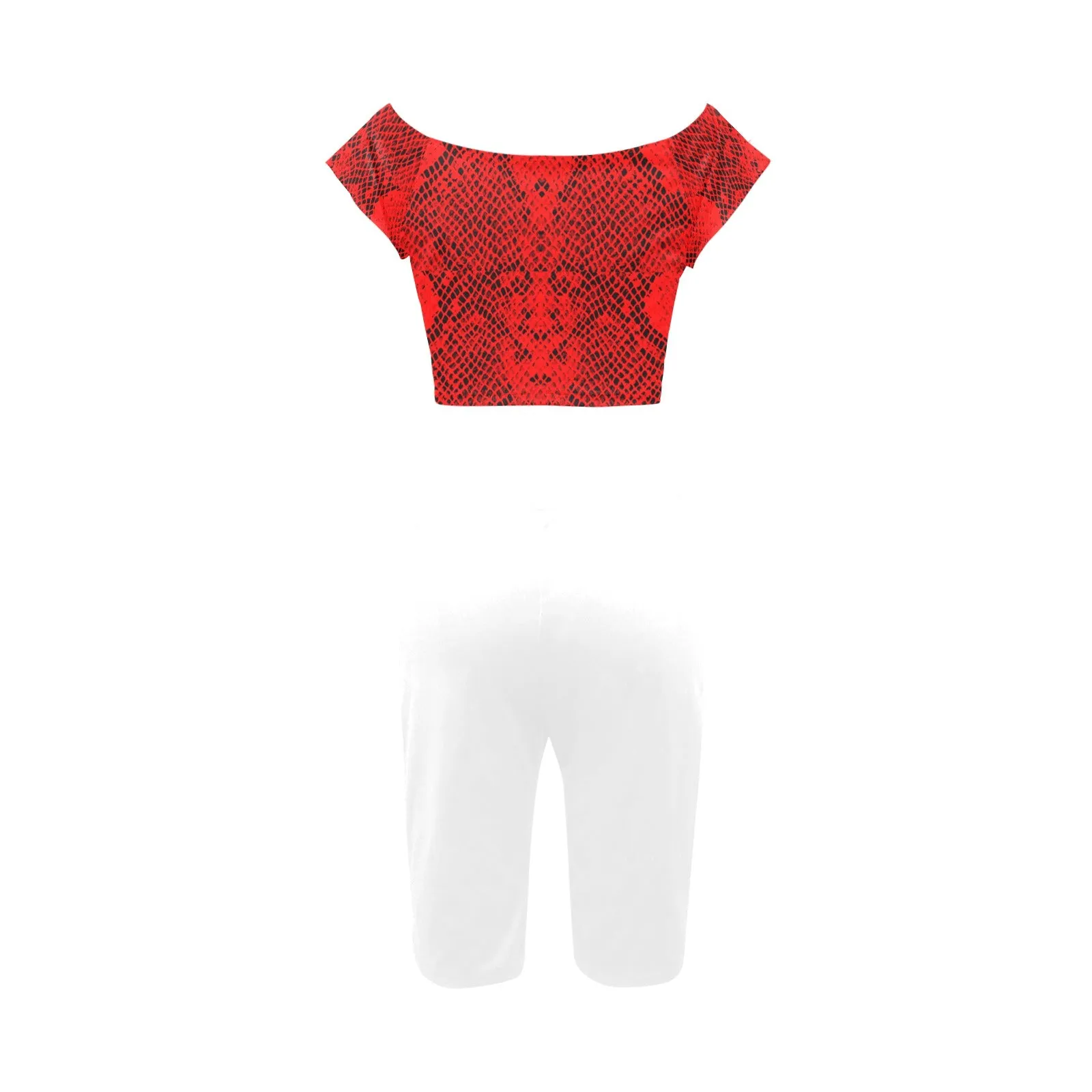 Crimson Snakeskin Women's Crop Top Yoga Set