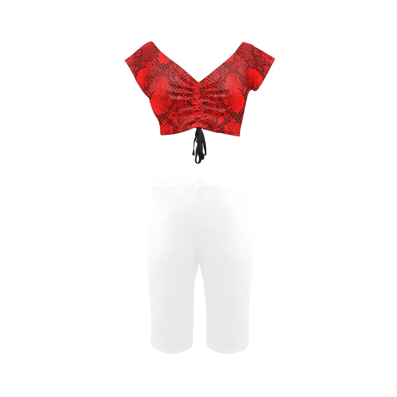 Crimson Snakeskin Women's Crop Top Yoga Set