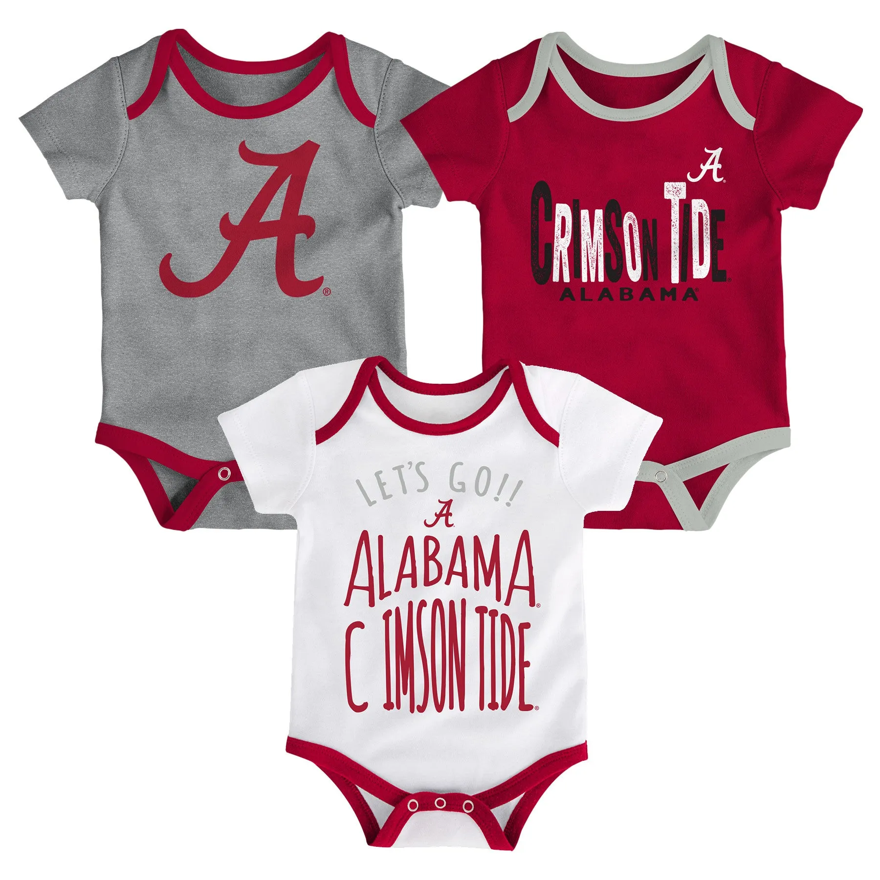 Crimson Tide Let's Go 3-Pack Bodysuit Set