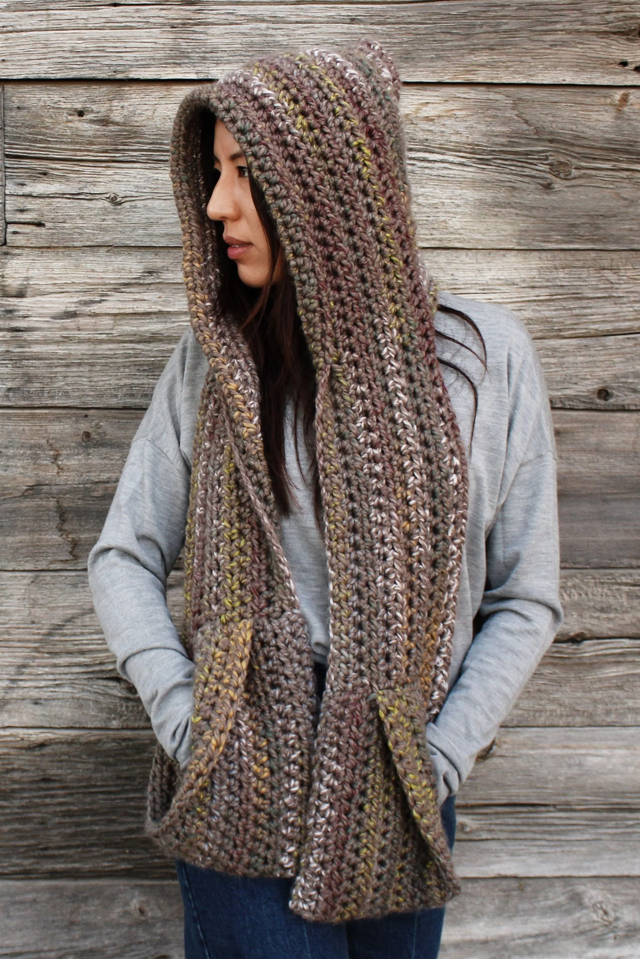 Crochet Kit - Kodiak Hooded Pocket Scarf