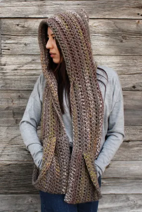 Crochet Kit - Kodiak Hooded Pocket Scarf