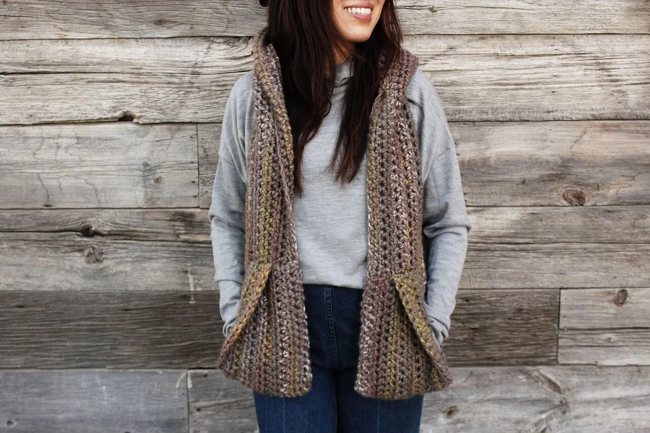 Crochet Kit - Kodiak Hooded Pocket Scarf