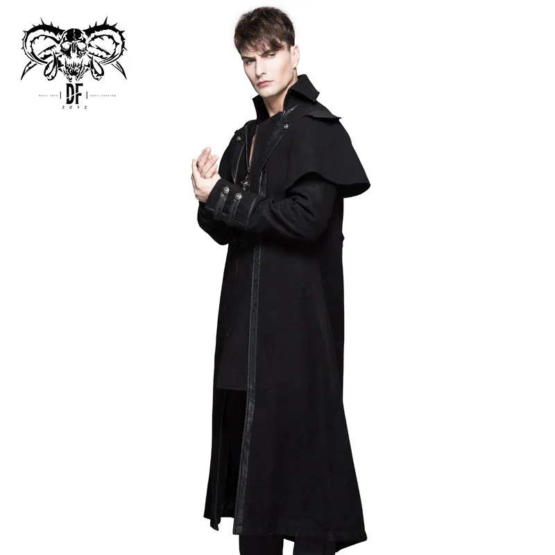 CT042 gothic men fake two pieces high collar woollen long coats