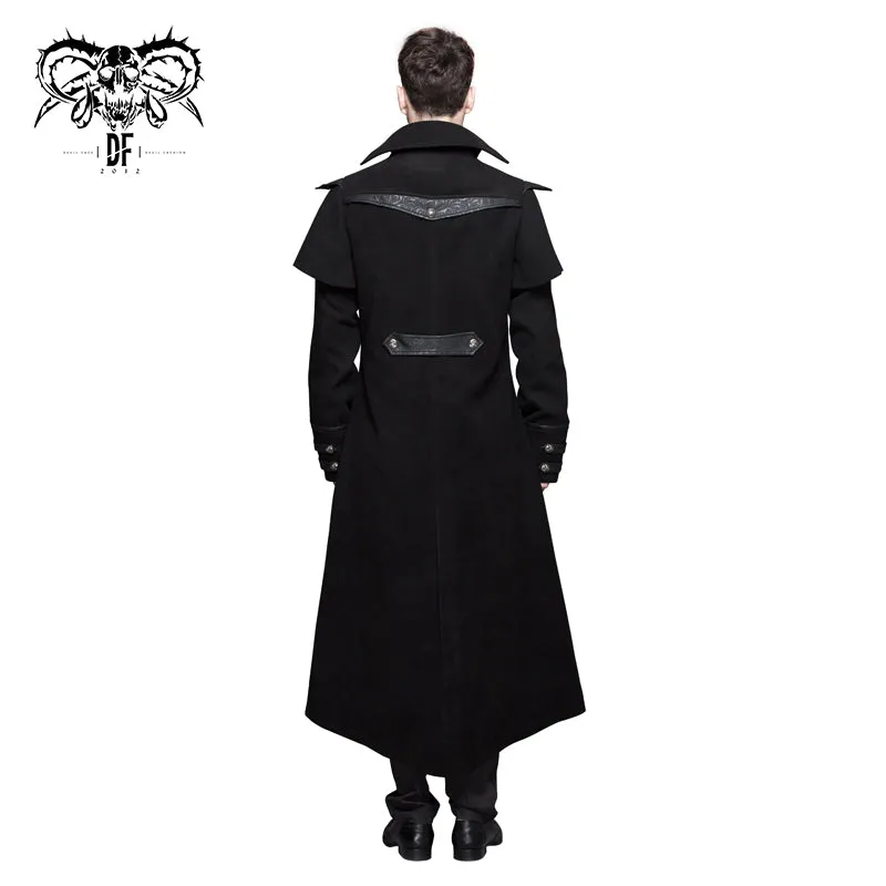 CT042 gothic men fake two pieces high collar woollen long coats