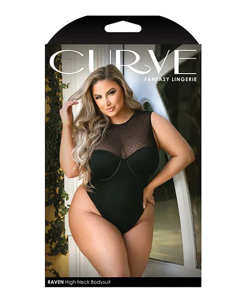 Curve Raven High Neck Bodysuit W/snap Crotch