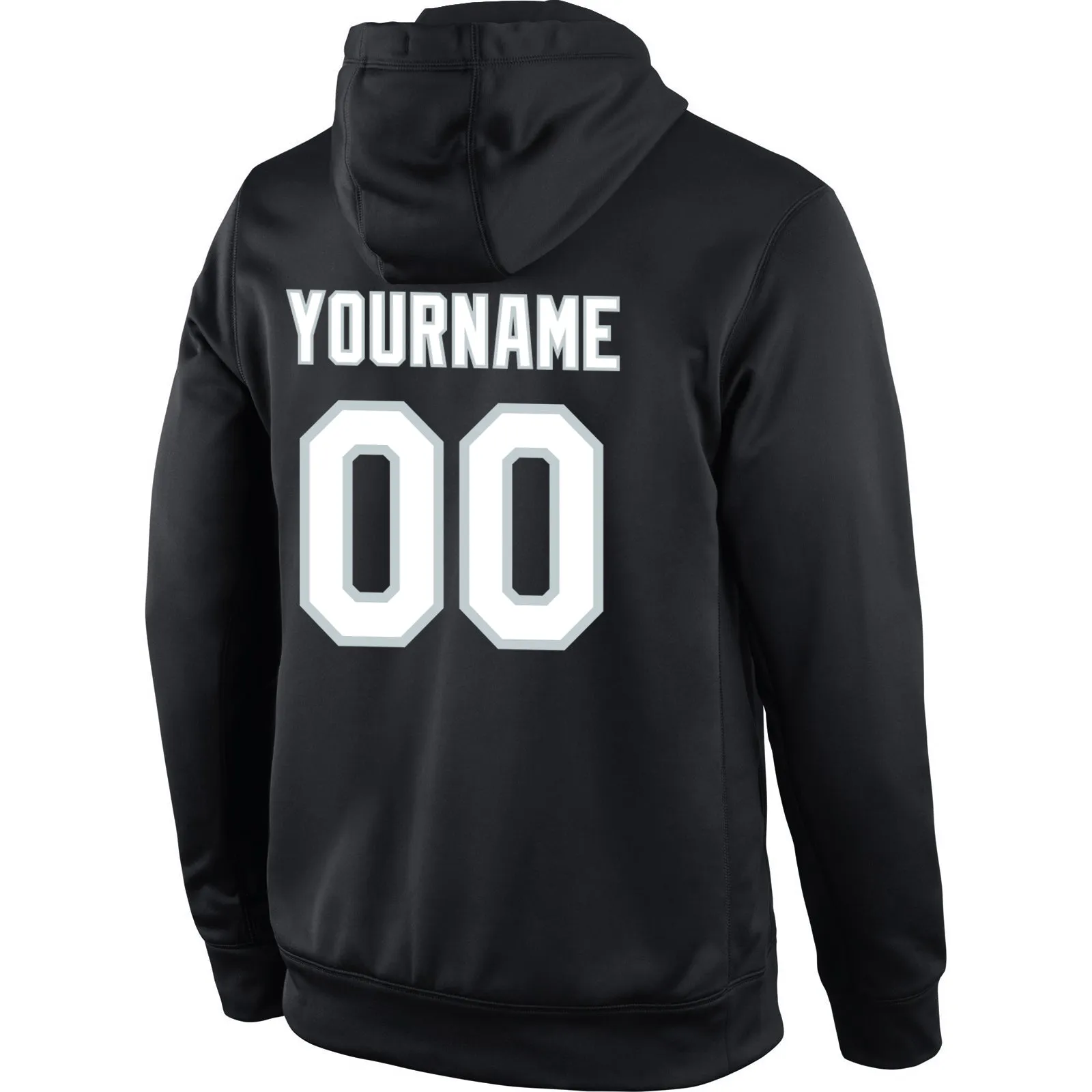 Custom Stitched Black White-Silver Sports Pullover Sweatshirt Hoodie