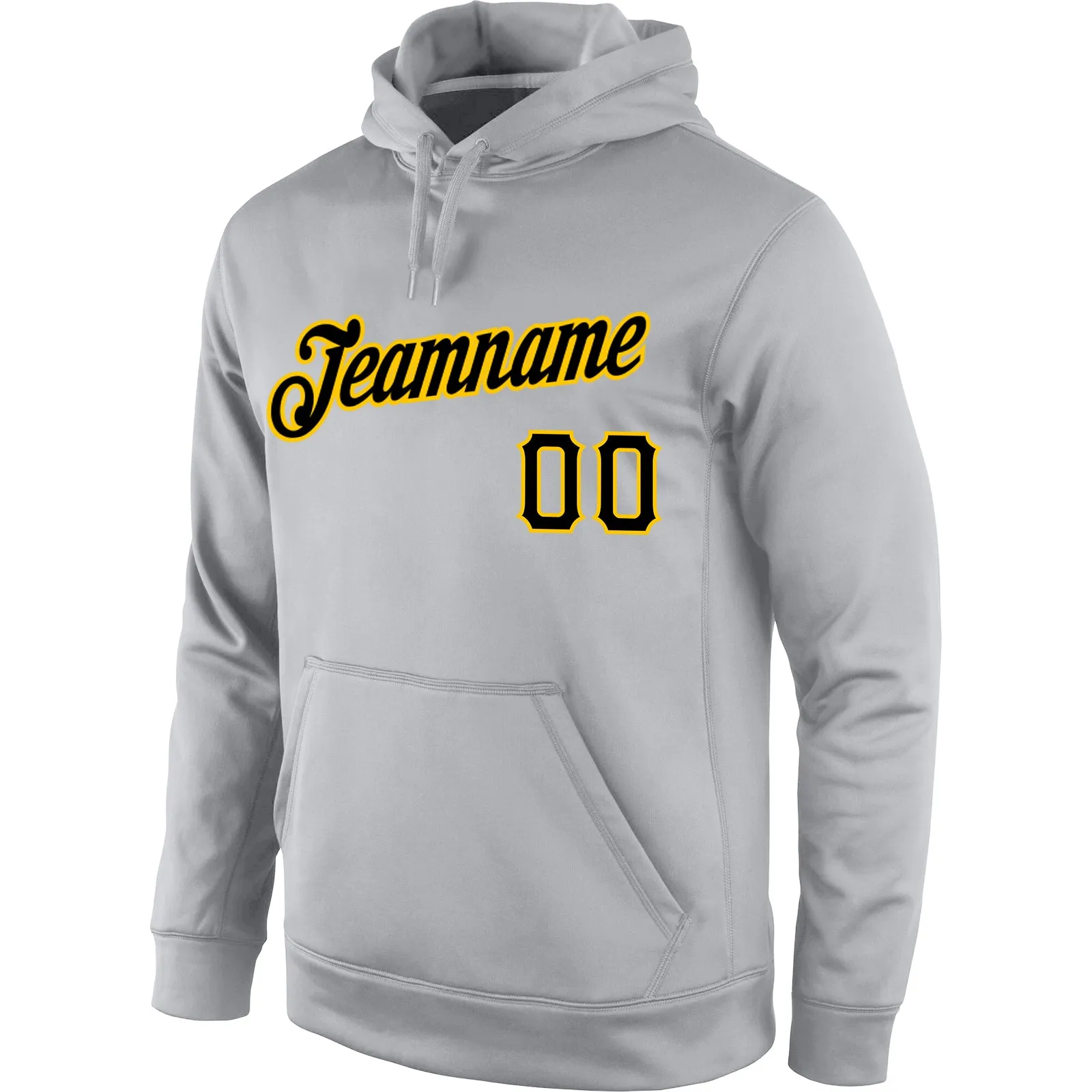 Custom Stitched Gray Black-Gold Sports Pullover Sweatshirt Hoodie