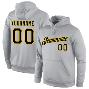 Custom Stitched Gray Black-Gold Sports Pullover Sweatshirt Hoodie