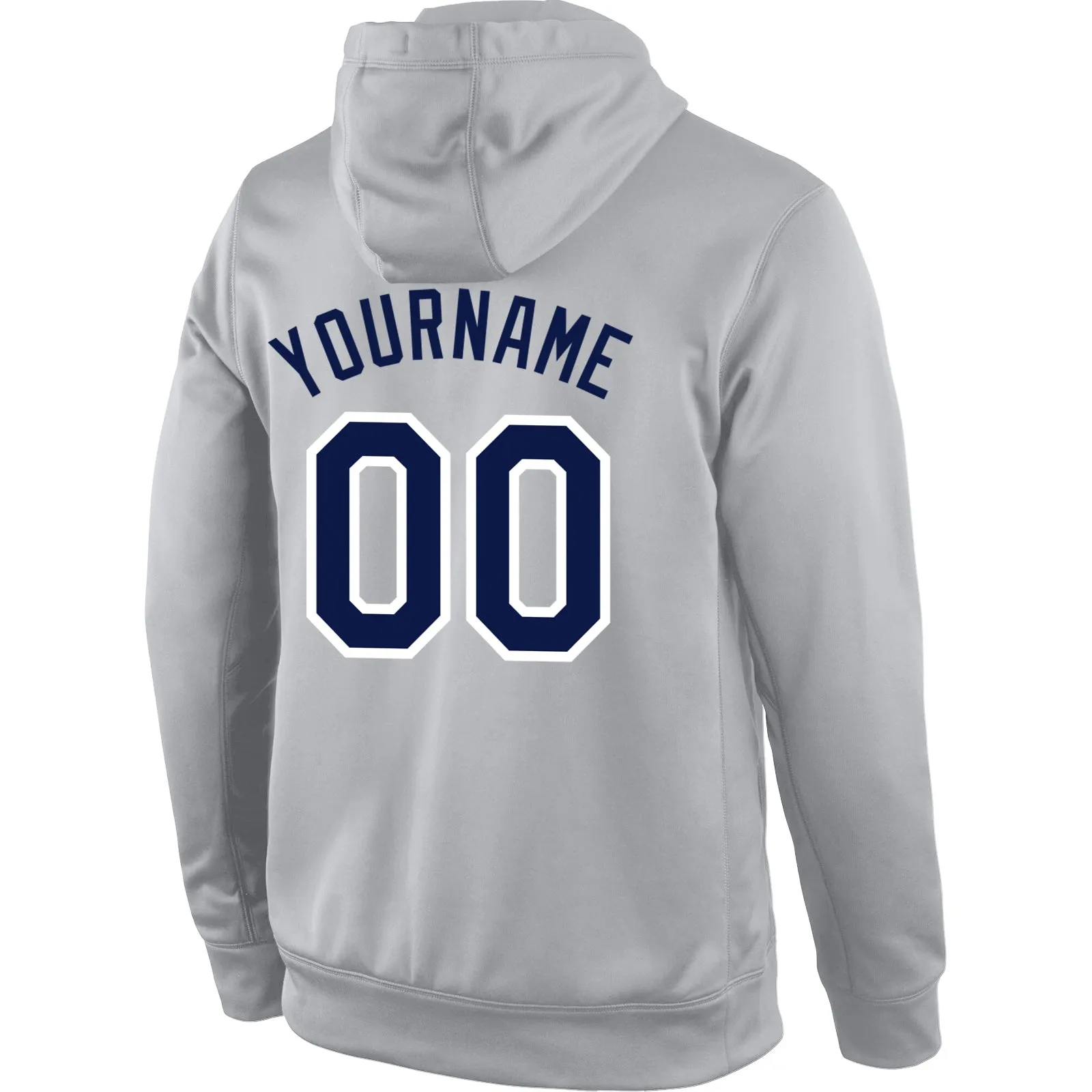 Custom Stitched Gray Navy-White Sports Pullover Sweatshirt Hoodie