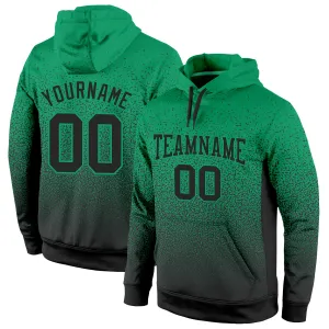 Custom Stitched Kelly Green Black Fade Fashion Sports Pullover Sweatshirt Hoodie