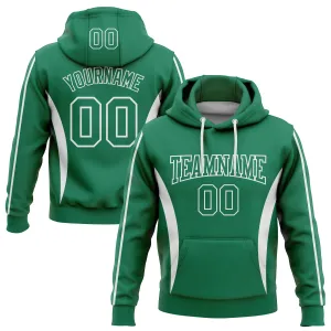 Custom Stitched Kelly Green White 3D Pattern Design Color Blocking Stripe Sports Pullover Sweatshirt Hoodie