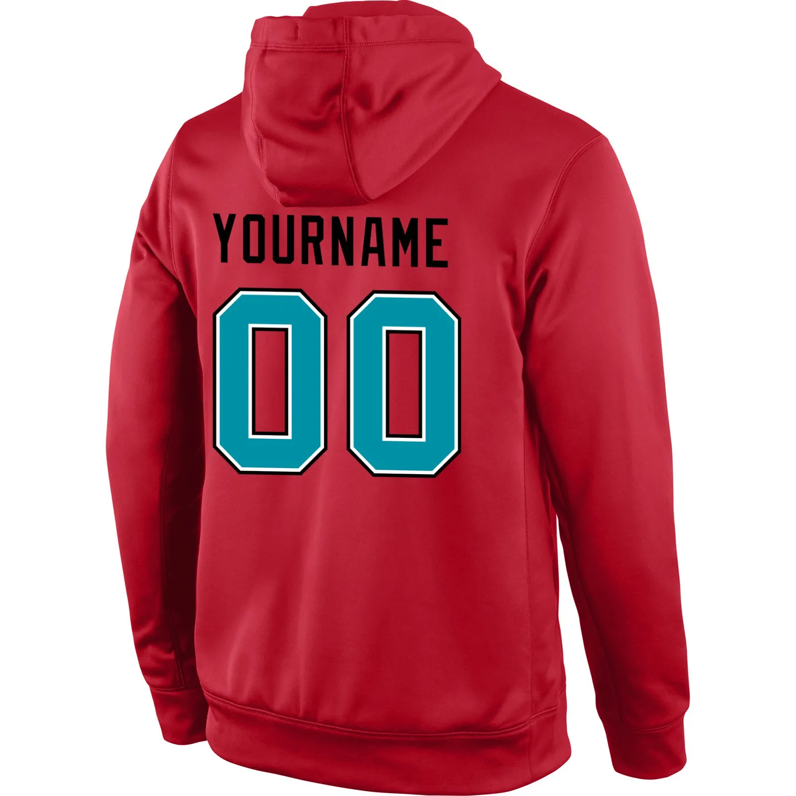 Custom Stitched Red Teal-Black Sports Pullover Sweatshirt Hoodie