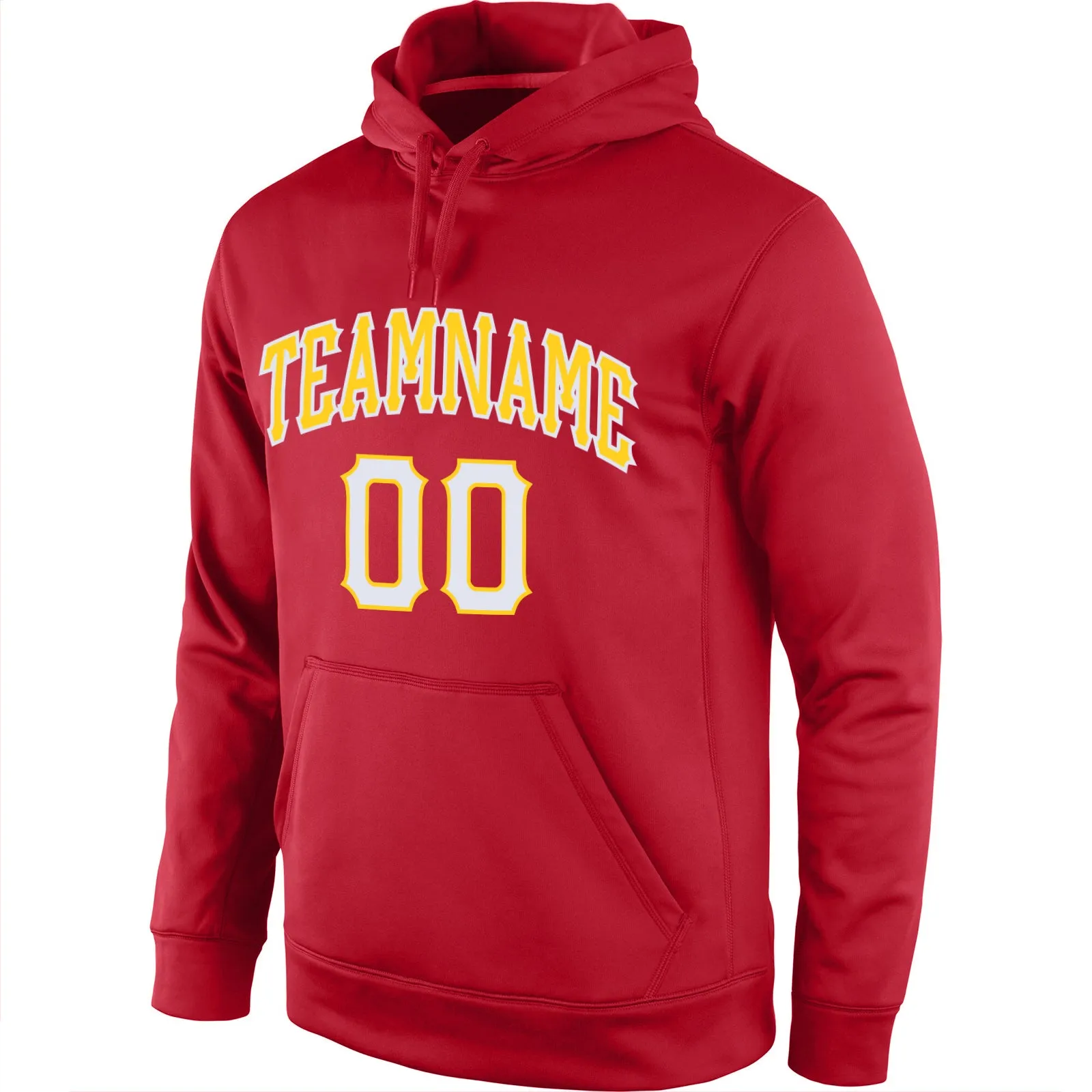 Custom Stitched Red White-Gold Sports Pullover Sweatshirt Hoodie