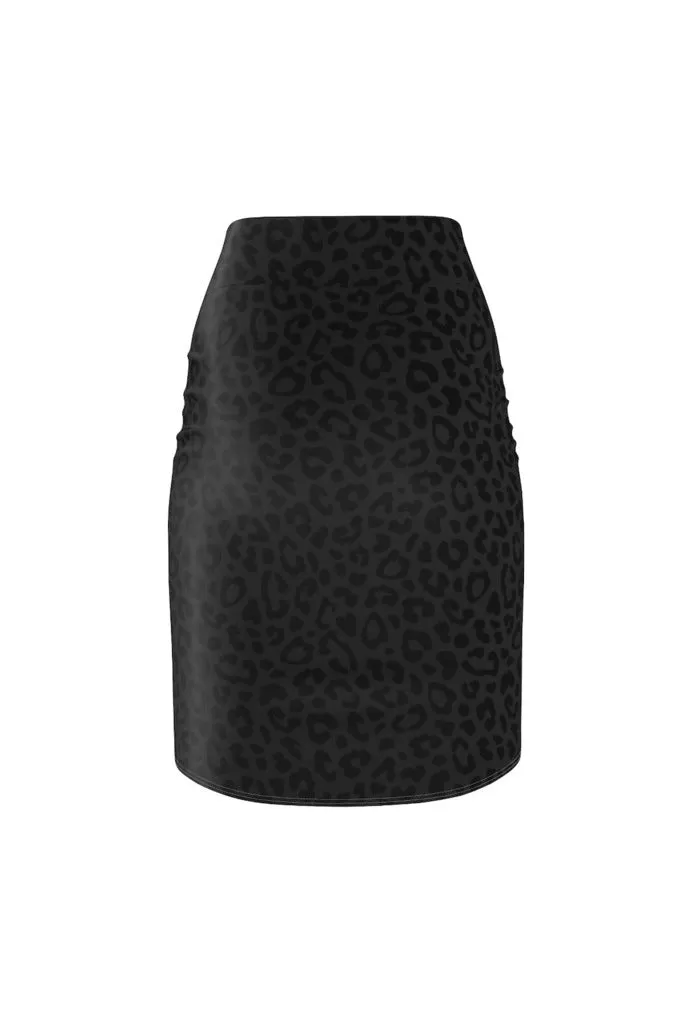 Dark Leopard Print Women's Pencil Skirt