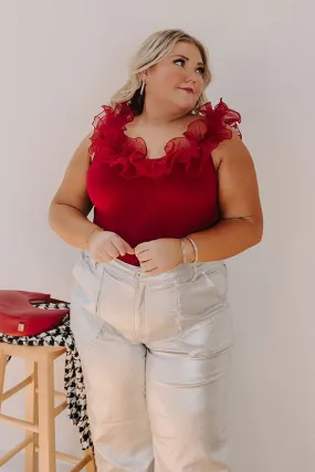 Dashing Darling Bodysuit In Crimson Curves