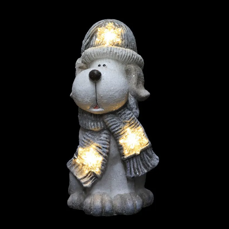 Dog With Grey And White Hat And Scarf LED 40cm Battery Operated