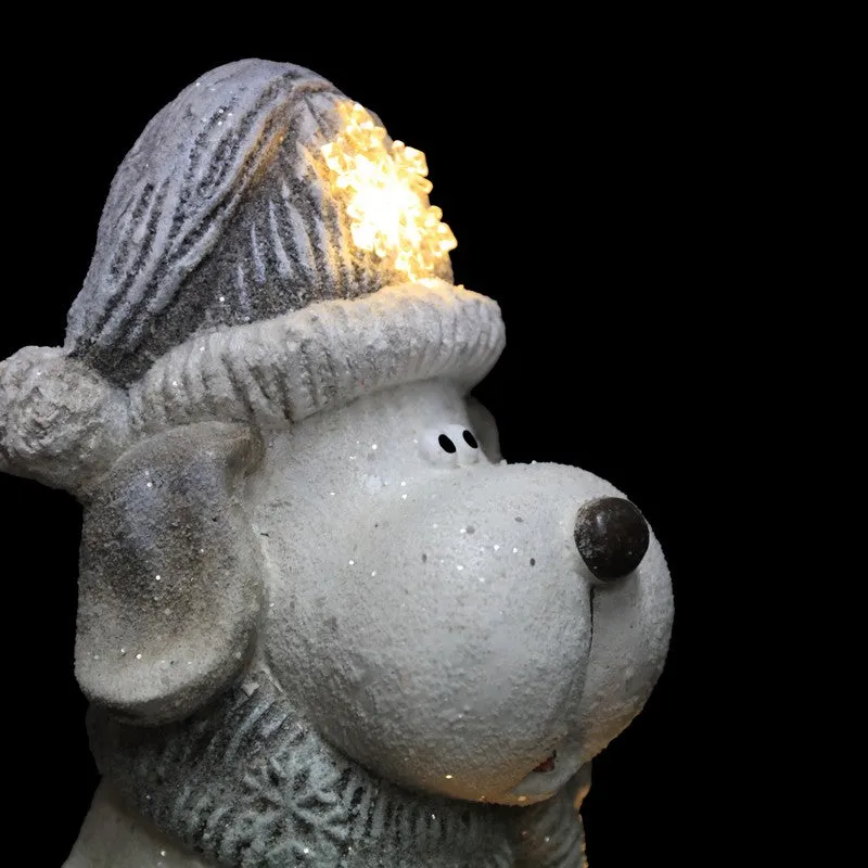 Dog With Grey And White Hat And Scarf LED 40cm Battery Operated