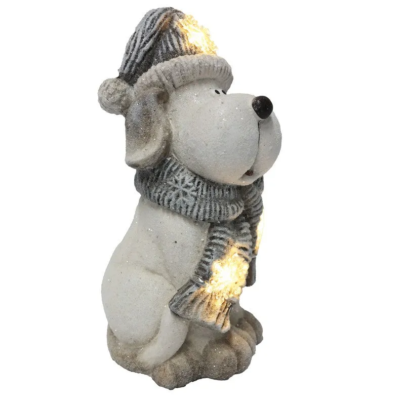 Dog With Grey And White Hat And Scarf LED 40cm Battery Operated