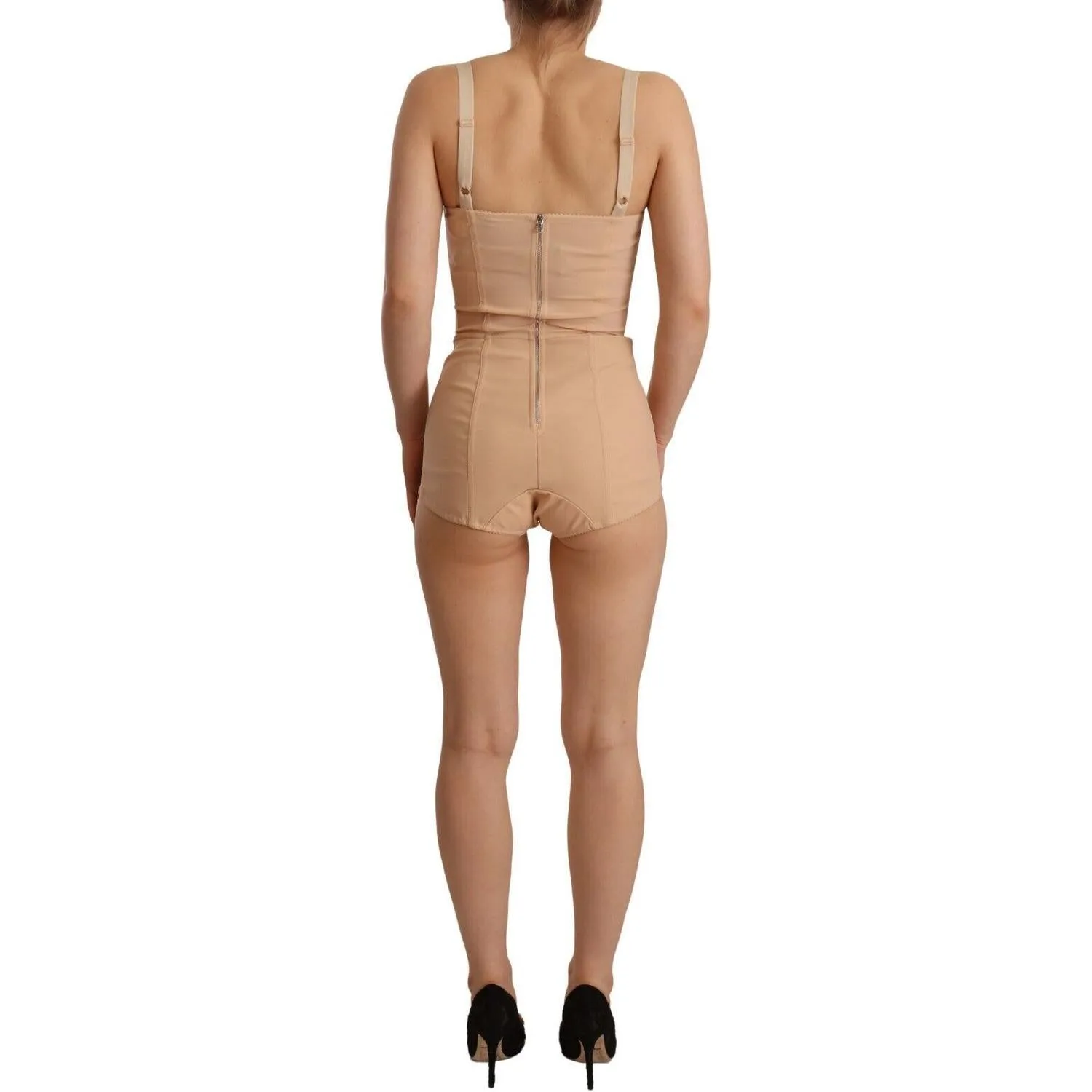 Dolce & Gabbana Beige Lace Panel Stretch Bodysuit