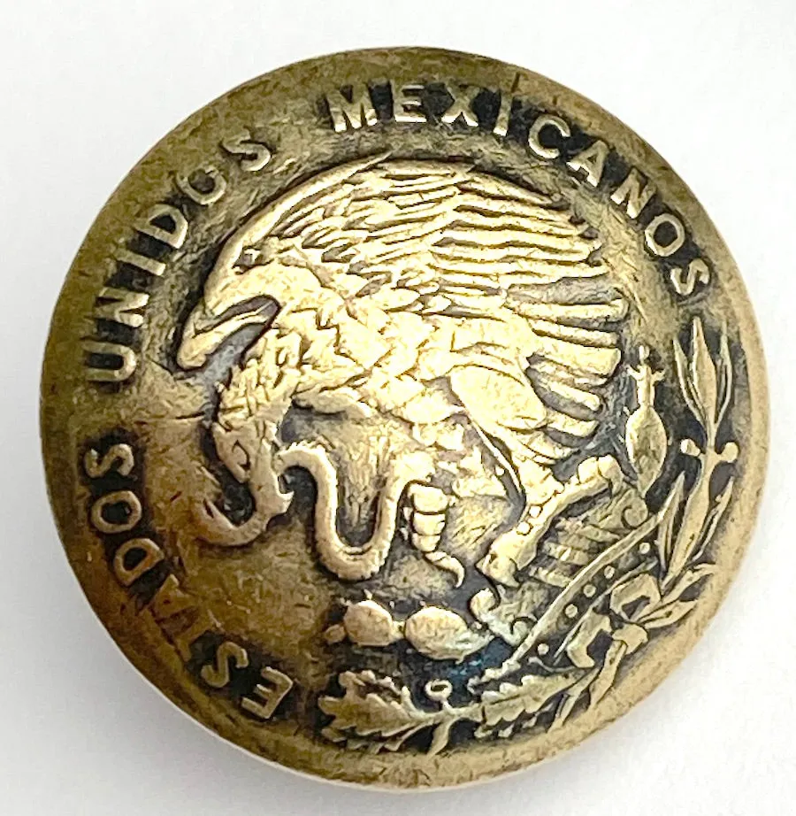 Eagle & Snake Authentic Uno Centavo Mexican Coin, Shank-Back Button, 5/8"  #SW-257