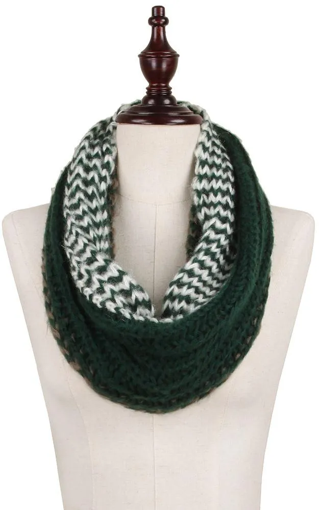 EANT8485 Three Tone Knit Tube Infinity Scarf