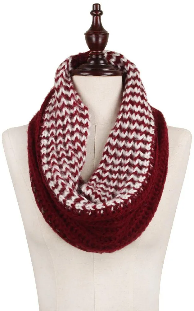 EANT8485 Three Tone Knit Tube Infinity Scarf