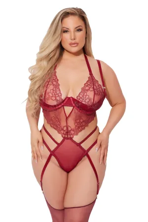 Eden Embroidered Red Lace Teddy • Curve