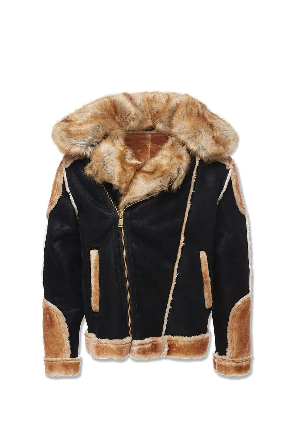 El Jefe Shearling Moto Jacket (Black Coffee)