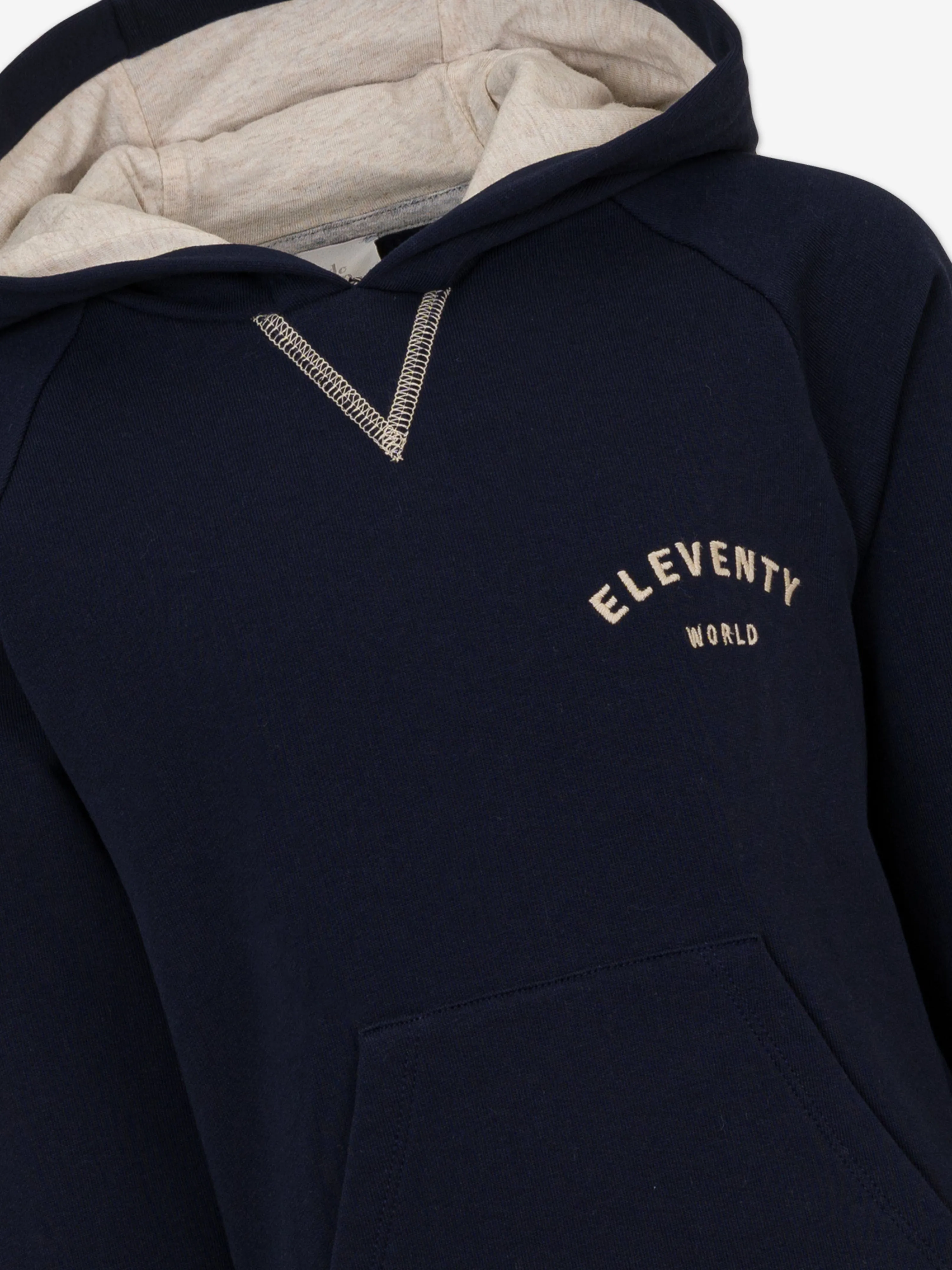 Eleventy Boys Logo Hoodie in Navy