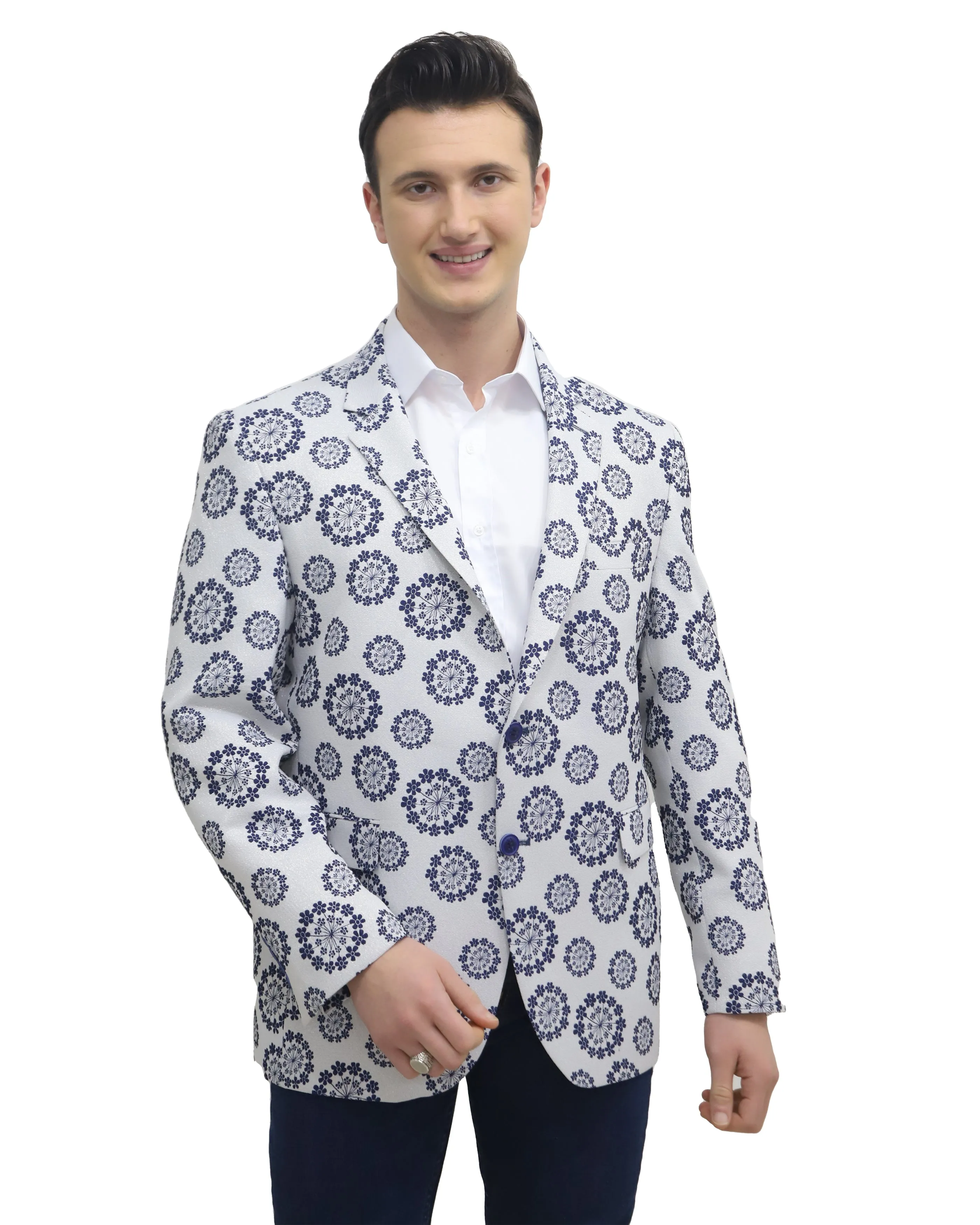 ELIE BALLEH Navy Floral mens blazer jacket