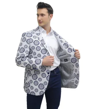 ELIE BALLEH Navy Floral mens blazer jacket