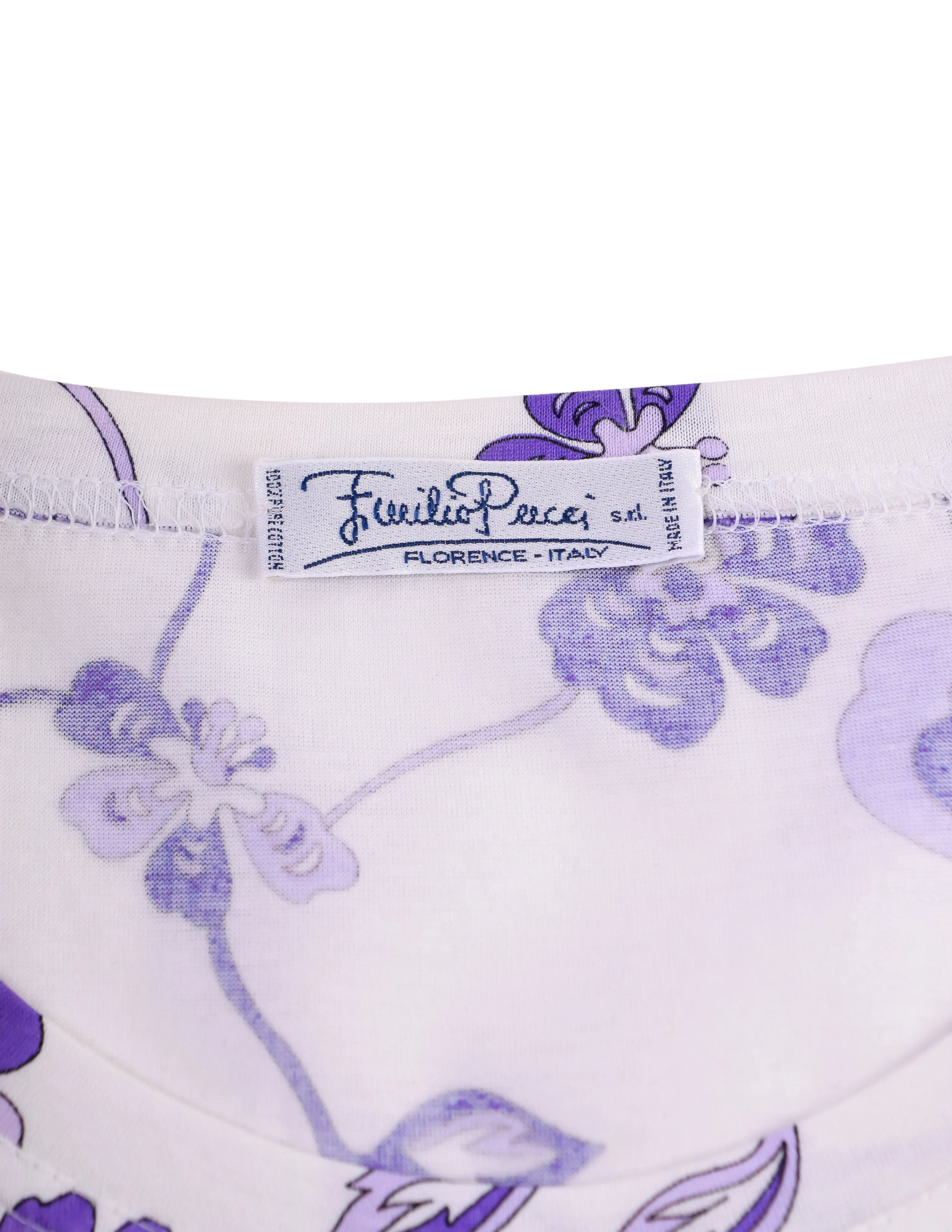 Emilio Pucci Vintage Purple and White Floral Print T-Shirt