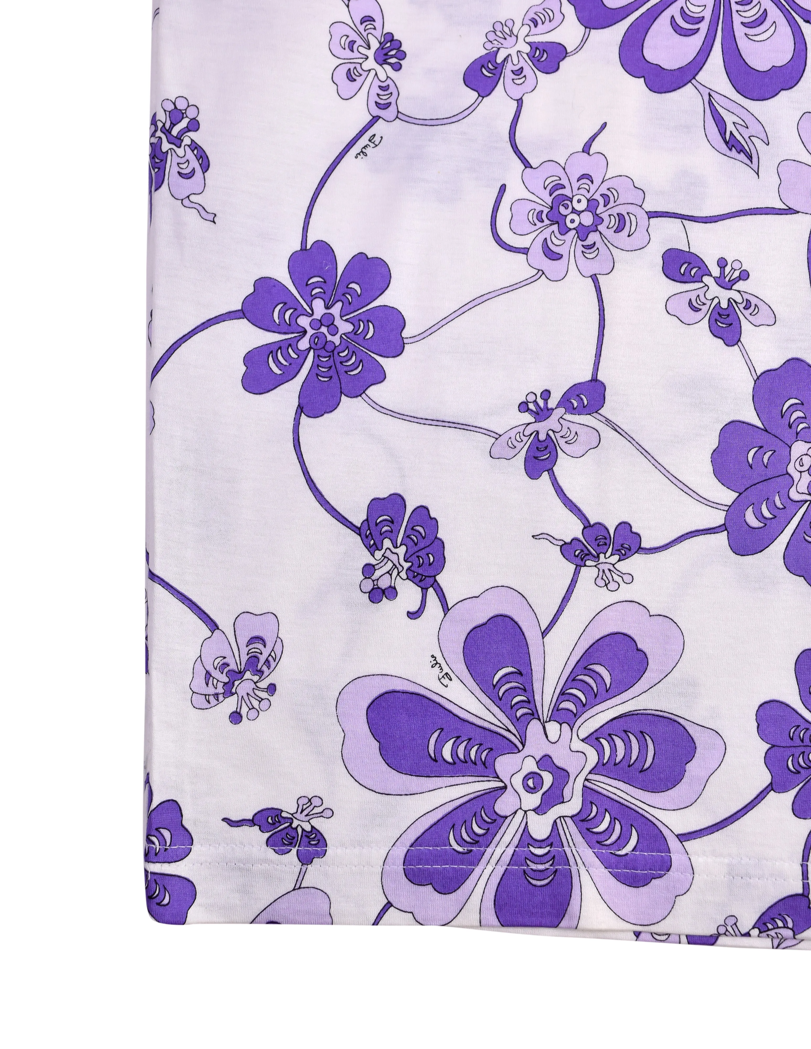 Emilio Pucci Vintage Purple and White Floral Print T-Shirt