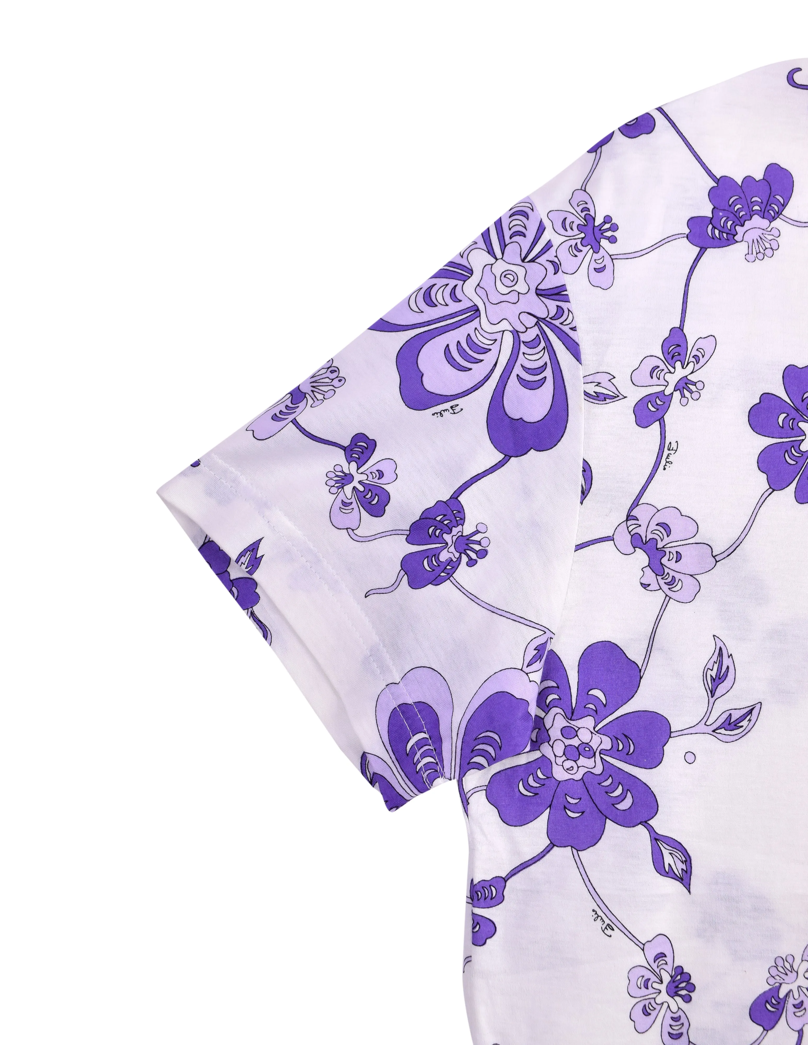 Emilio Pucci Vintage Purple and White Floral Print T-Shirt