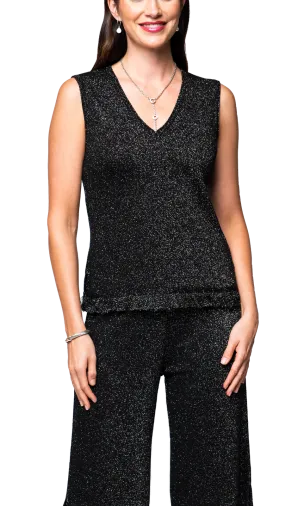 Emma Shimmer Sleeveless Top; Black Shimmer