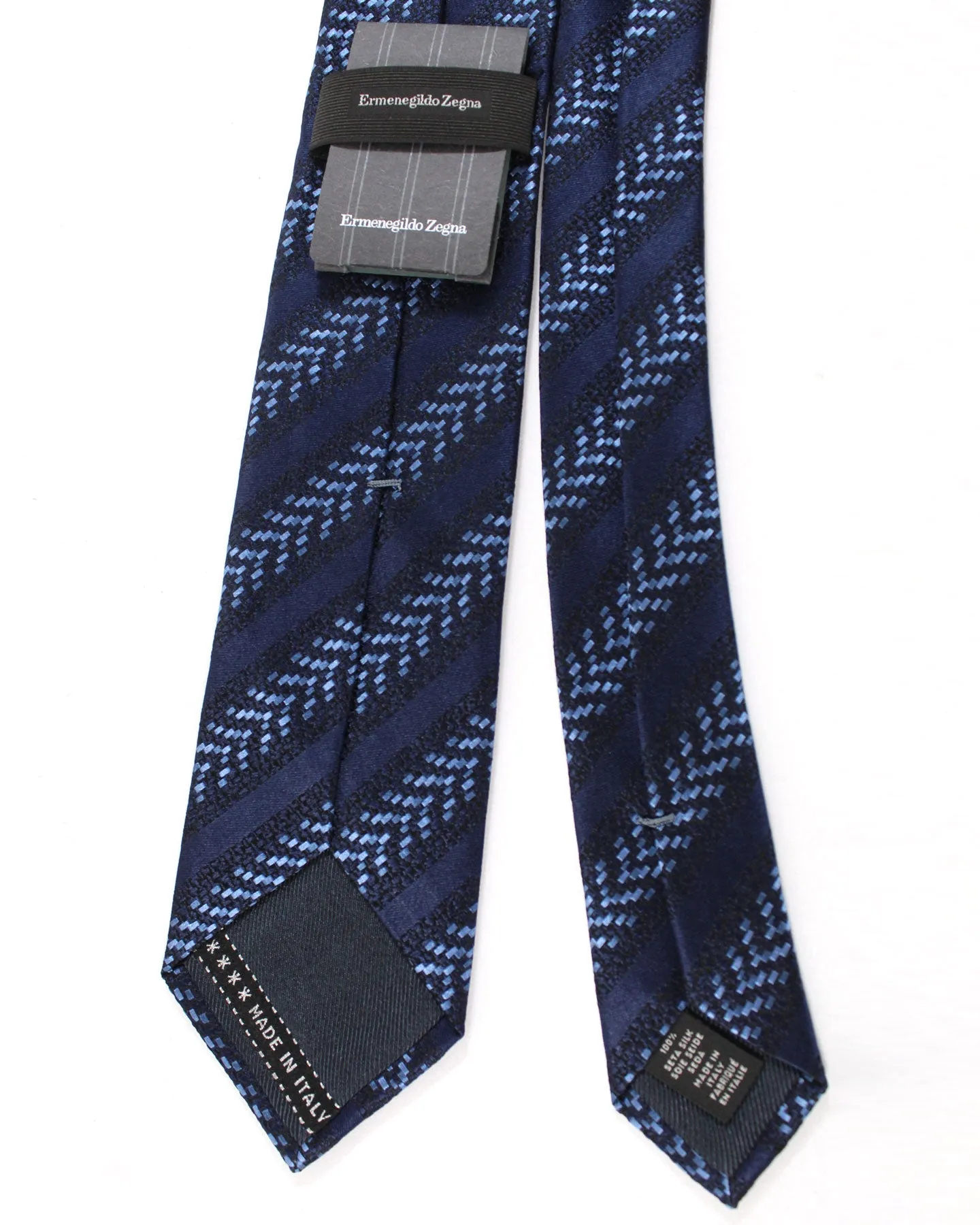 Ermenegildo Zegna Tie Dark Blue Stripes Narrow Cut SALE