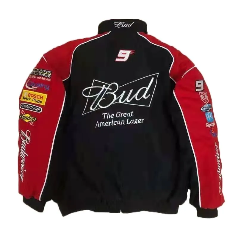 F1 Budweiser Racing Jacket Trendy Harajuku Motosport Aesthetic With Embroidery A122 A123